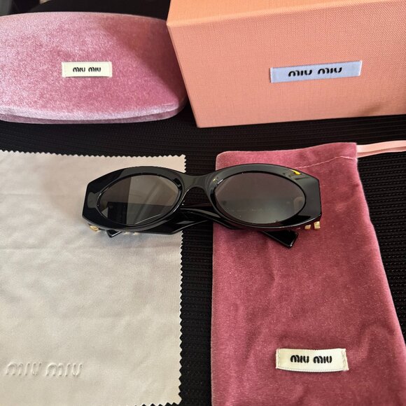 Miu Miu Black & Gold Statement Sunglasses main image 4